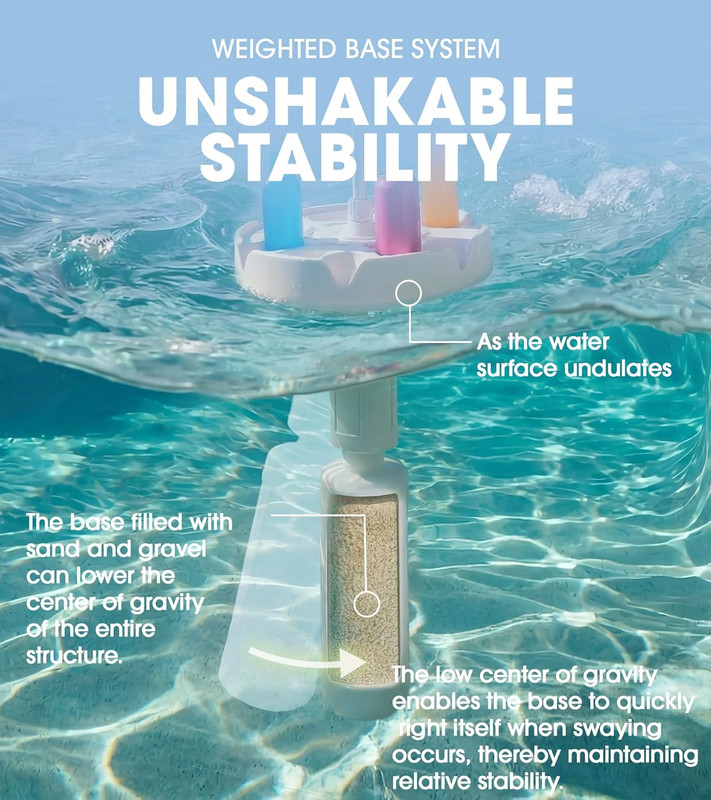 7FT Floating Table Umbrella with Base & Cup Holder, Portable Pool Umbrella for i gallery