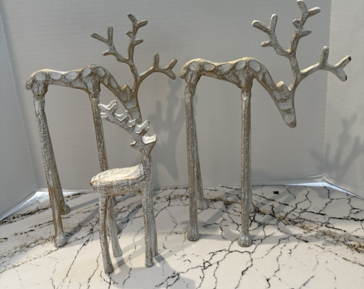 Modern Gold Metal Reindeers ($20 EACH) (2 Tall/1 Short) (or Separate) NEW gallery