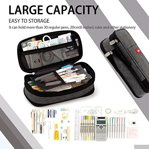 Large Capacity Pencil Case, Expandable Stationery Bag with Zipper Darkgrey gallery
