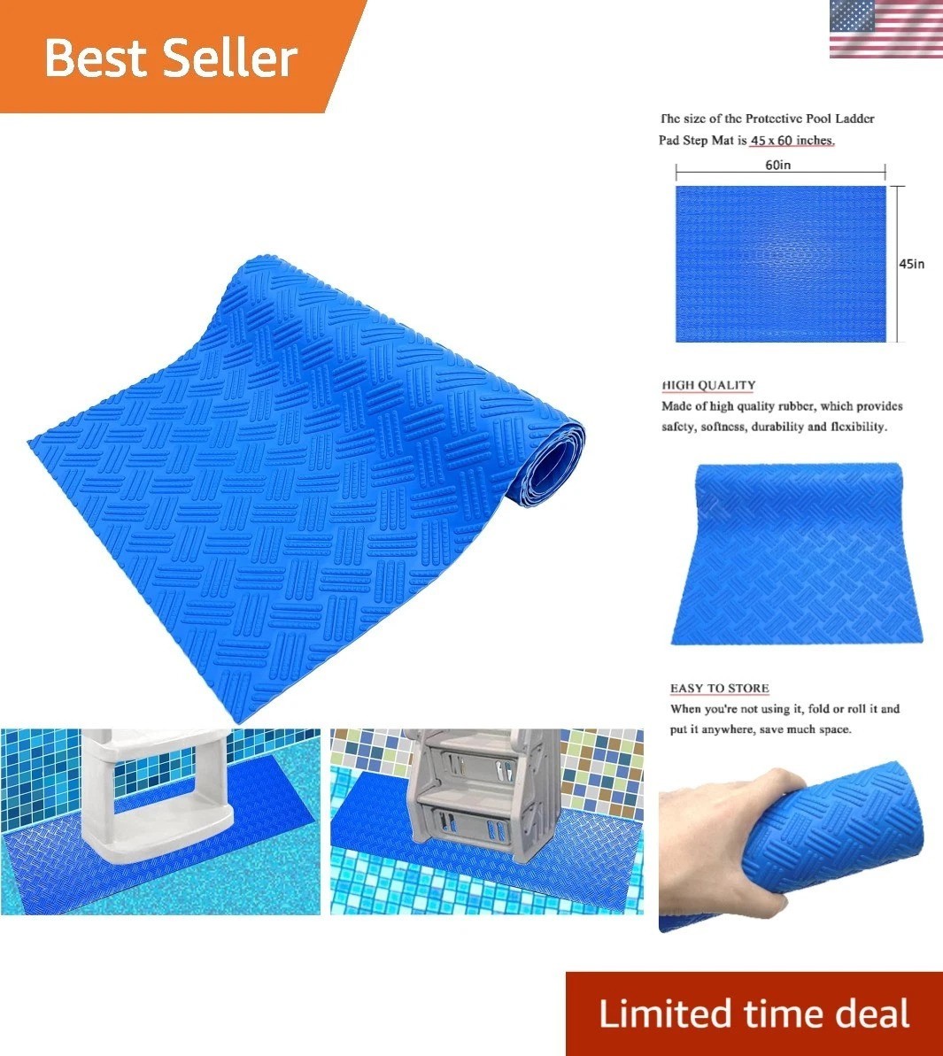 High-Quality Rubber Pool Ladder Pad - Durable Non-Slip Mat 60x45 Inches gallery
