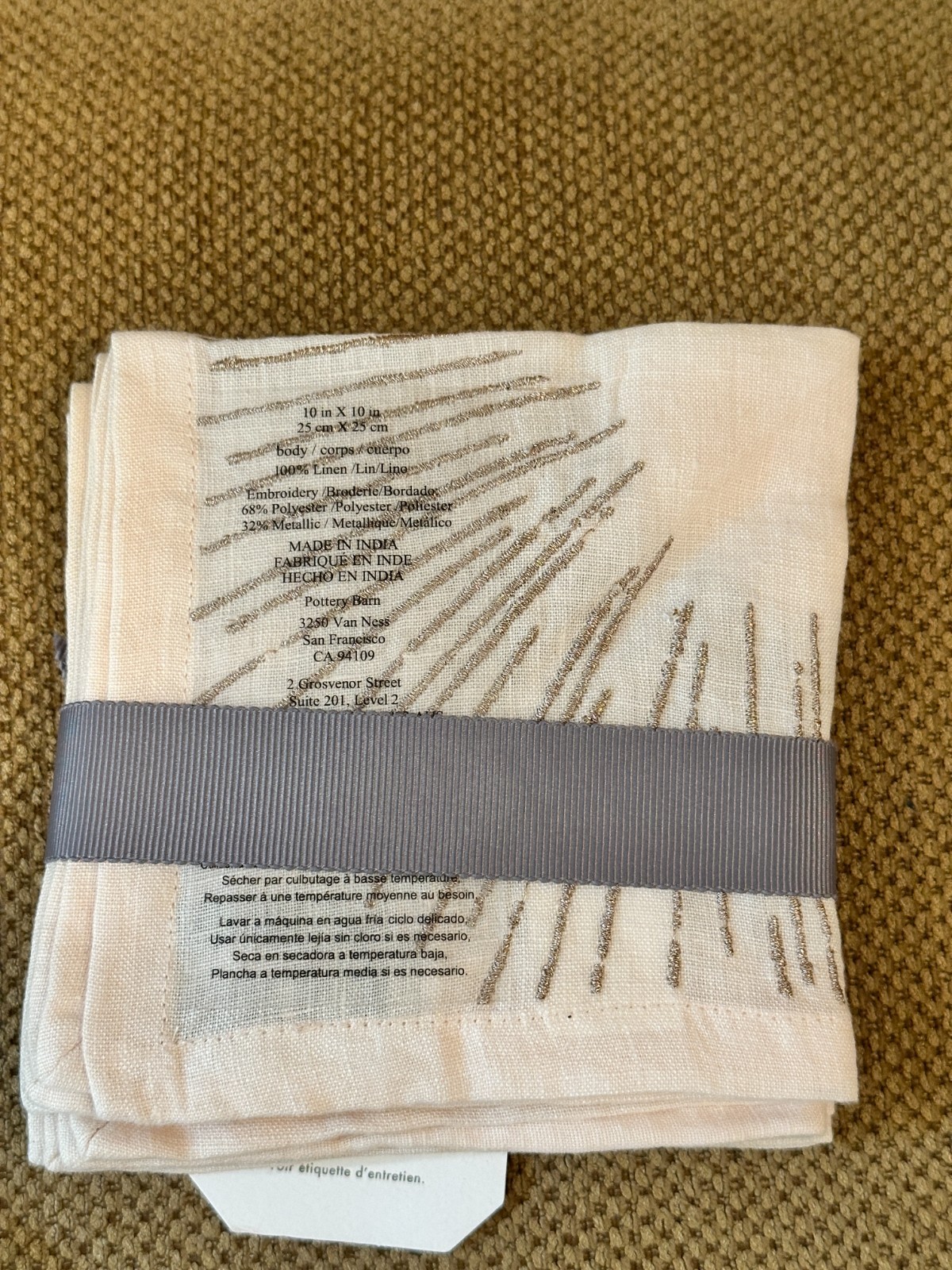 Pottery Barn Monique Lhuillier Set/4 CELEBRATE Embroidered COCKTAIL Napkins 10” gallery