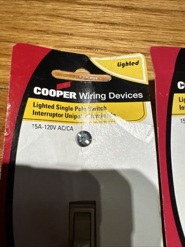 Cooper Wiring Lighted Toggle Switch, 15 amp,120 volt Ivory Lot Of 2 gallery