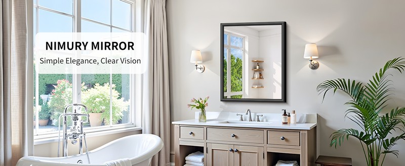 20x24 Inch Brushed Bla Bathroom Mirror, Raised Metal Fred Bathroom gallery