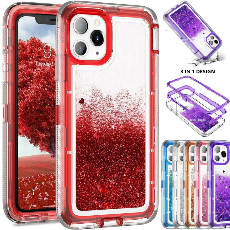 Shockproof Liquid Glitter Defender Case For iPhone 16 15 14 Pro Max 13 12 11 XS
