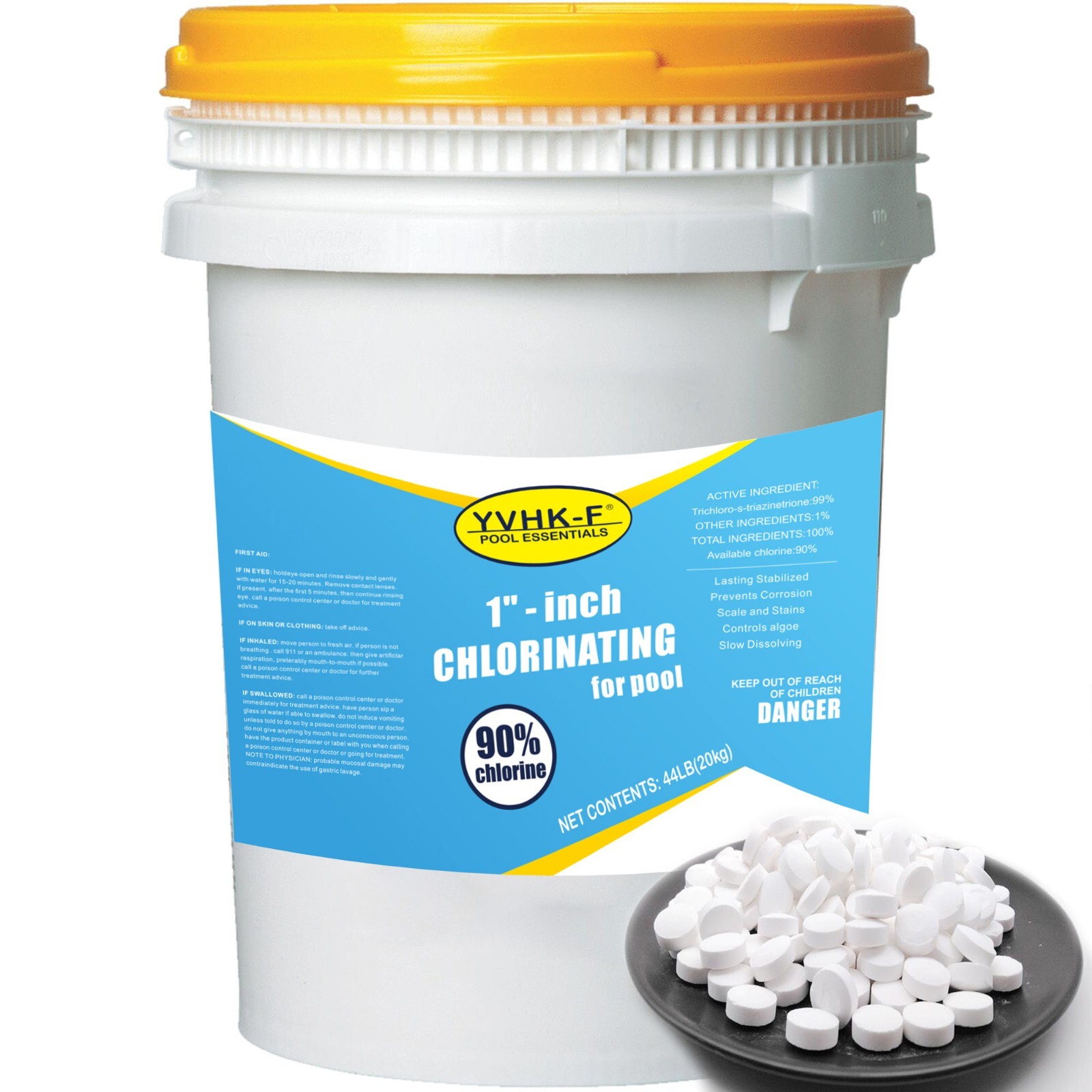 44 lbs 1 inch CHL0RINE TABLETS for Pool Inflatable Pools, Slow Dissolving gallery