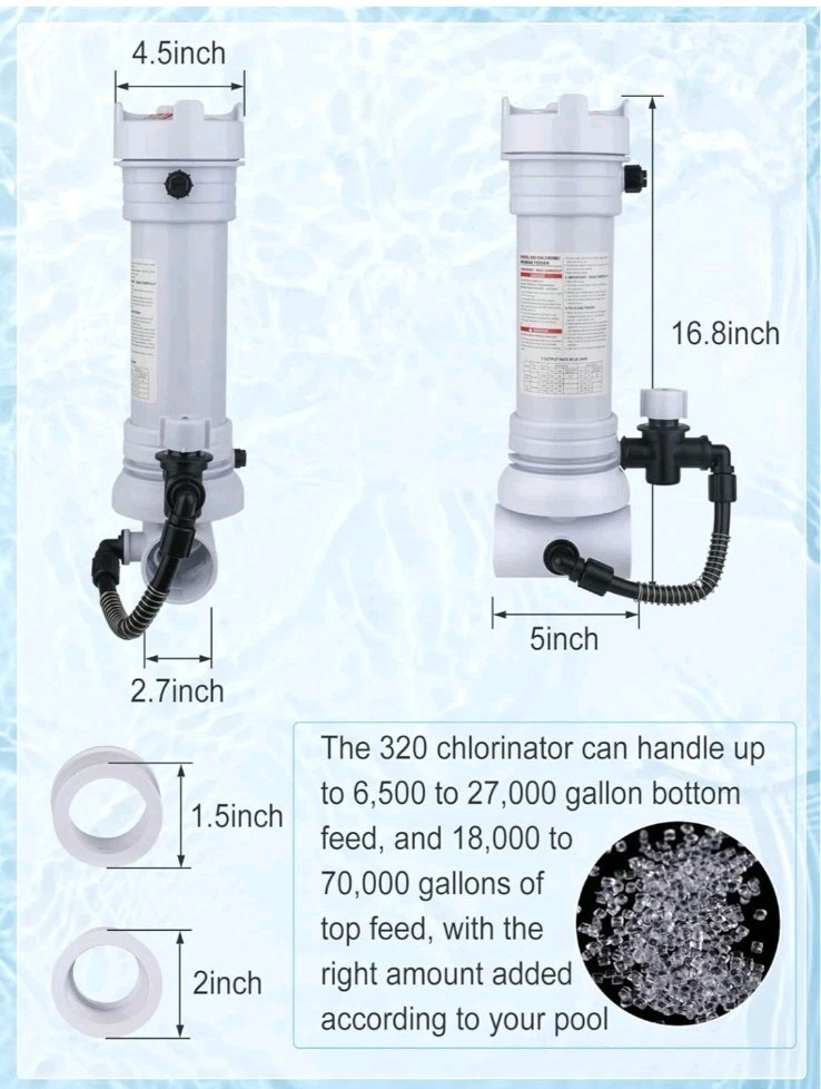 For Pentair R171096 Rainbow 320 Automatic Chlorine/Bromine In-Line Feeder gallery