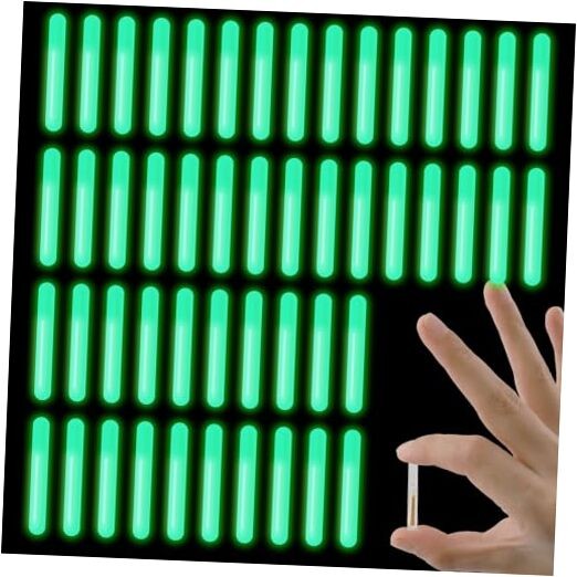 50PCS Small Fishing Float Light Sticks, Fluorescent Dark Glow Stick for Night gallery