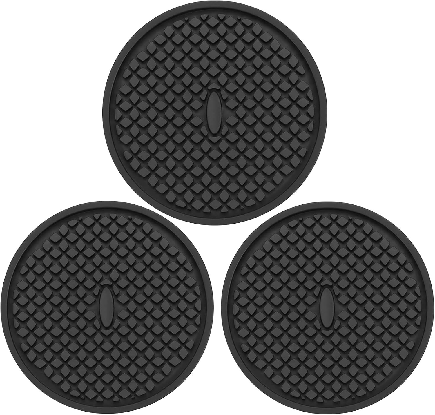 3Pack Silicone Coasters for Drinks,Thickened Black Coaster with Deep TrayGrooved gallery