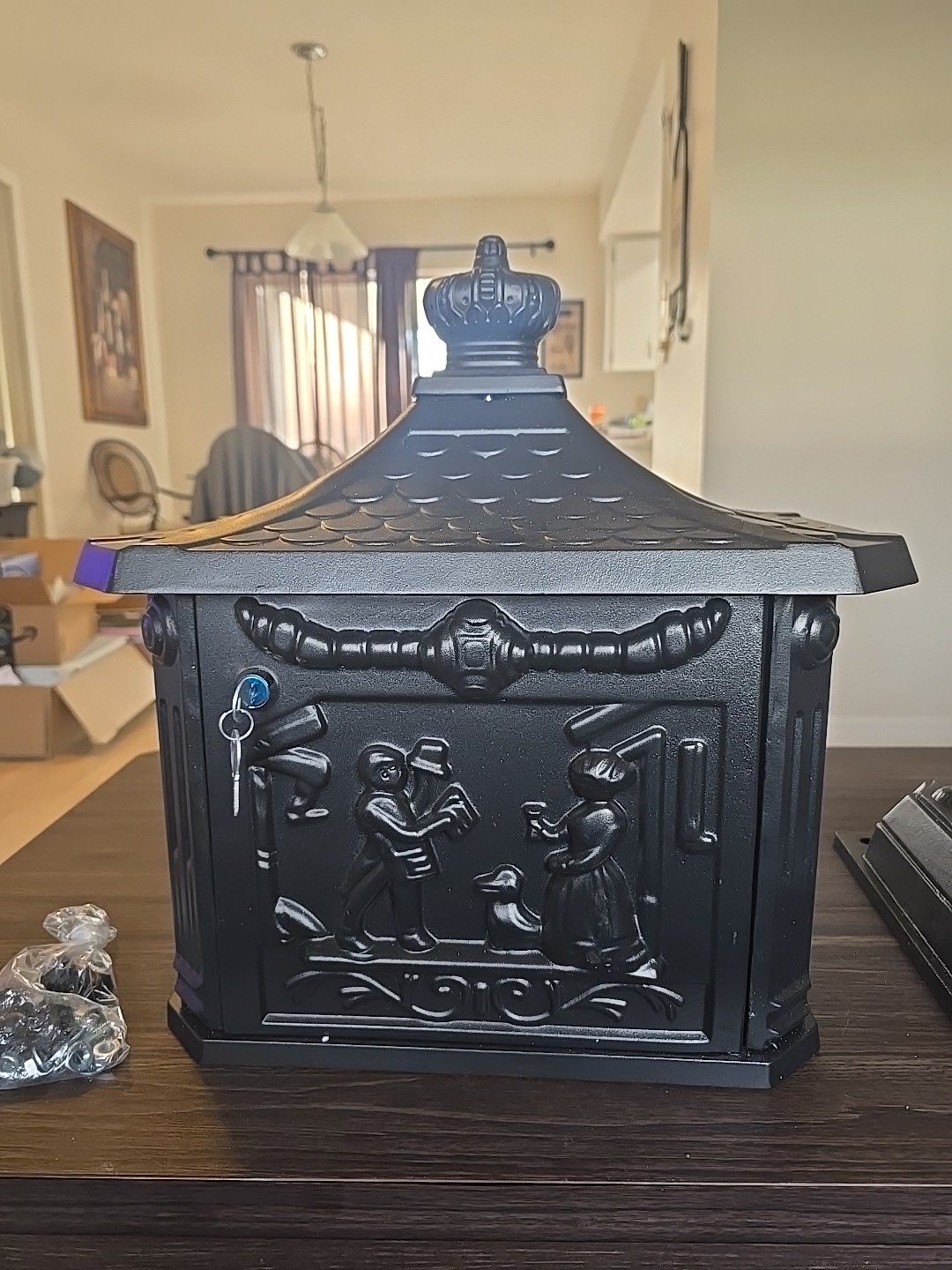 Retro Cast Aluminum Mailbox Lockable Security Postal Letter Box w/Baffle Door gallery