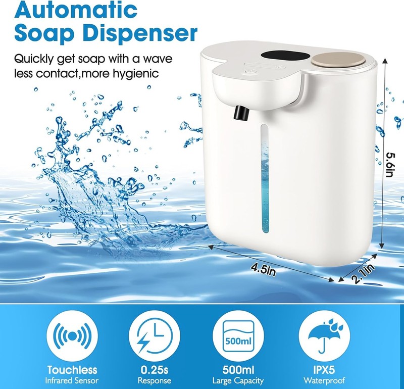 500ml Automatic Soap Dispenser for Kitchen and Bathroom, Touchless Motion Sensor gallery