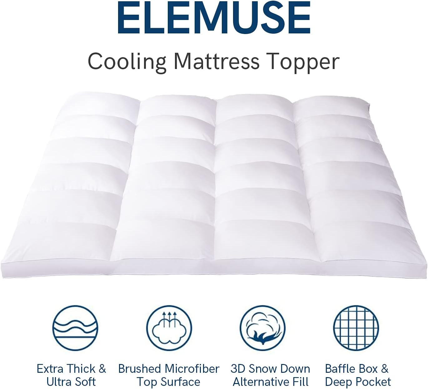 RV Short Queen Mattress Topper for Back Pain, Extra Thick Mattress Pad Cover, Pl gallery