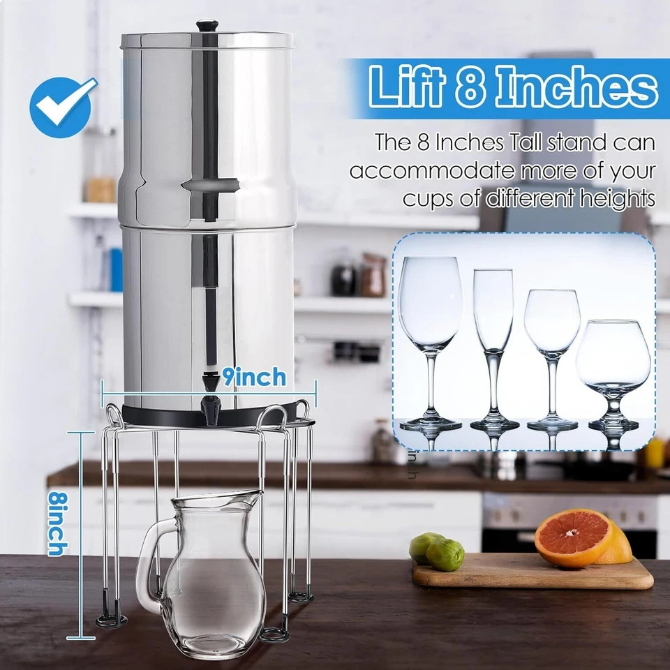 Water Filter Stand for Berkey, 8 Inches Tall 9 Inches Diameter Stainless Steel P gallery