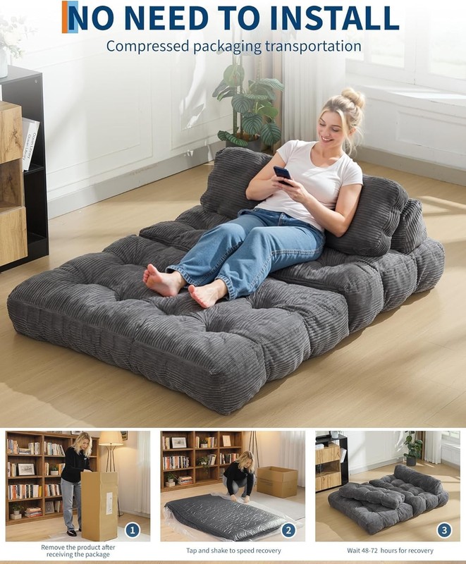 Oversize 2-in-1 Folding Sofa Bed Sleeper Mattress Chair with Pillow 72x52x8" gallery
