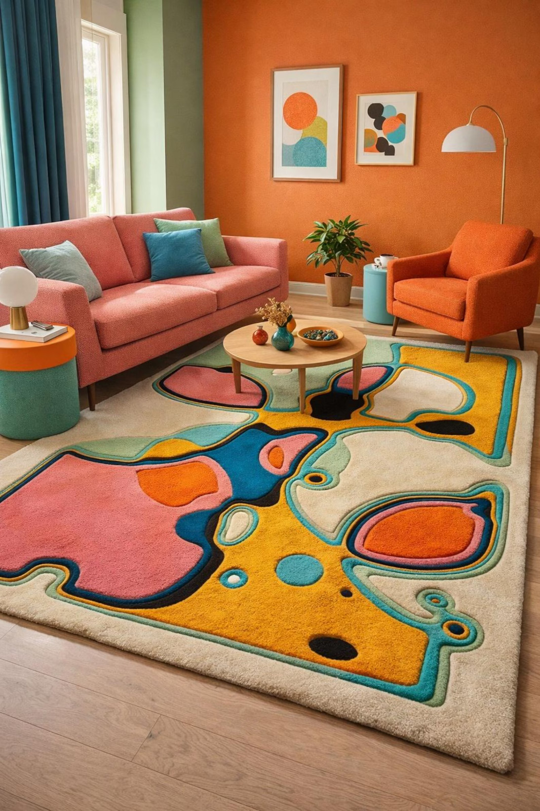 Hand-Tufted Abstract Wool Rug 8x10 – Colorful Modern Design Area Rug Carpet. gallery