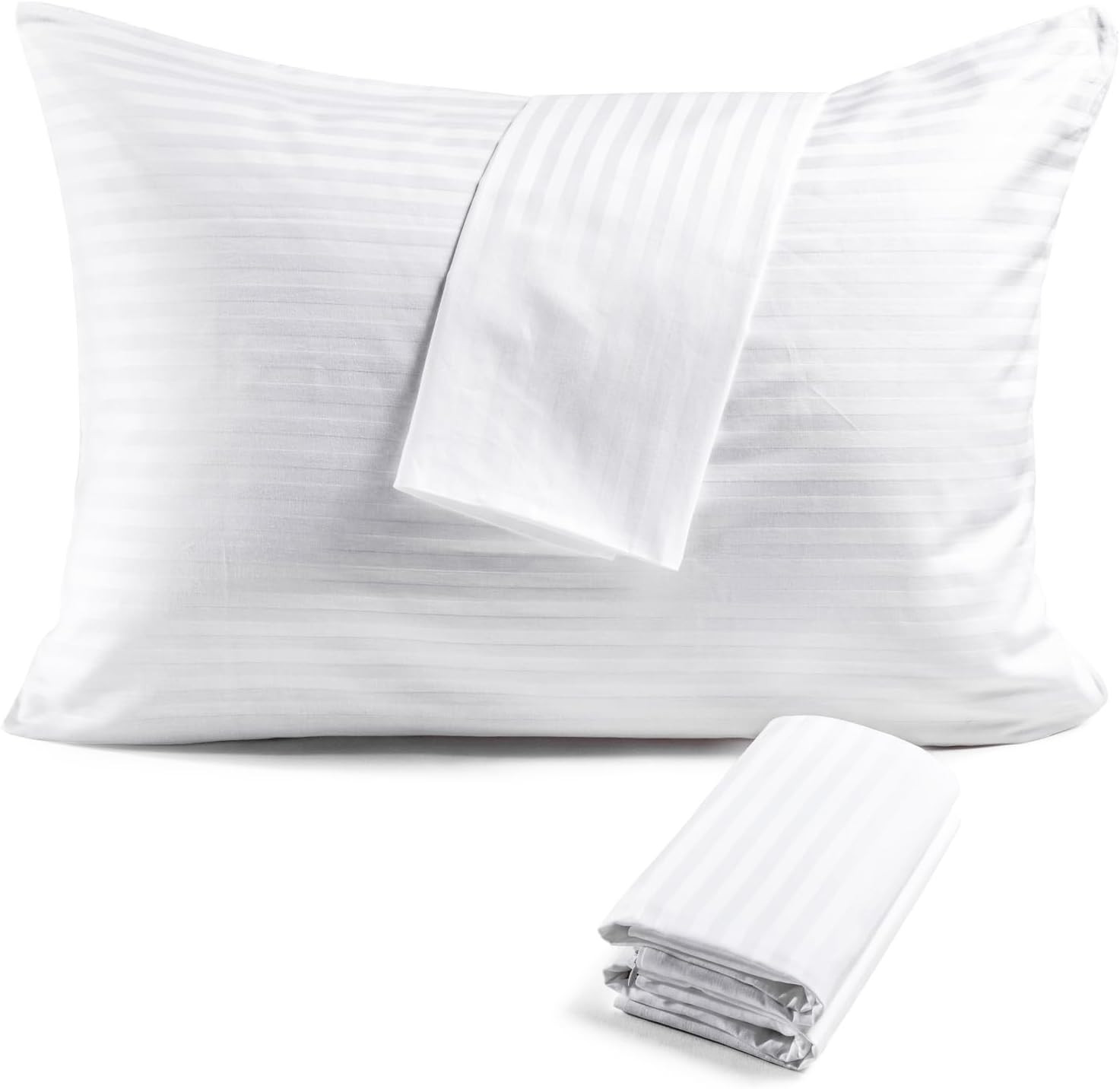 Standard 20x26 Cotton Pillow Protectors 4 Pack White Zip Up Covers gallery