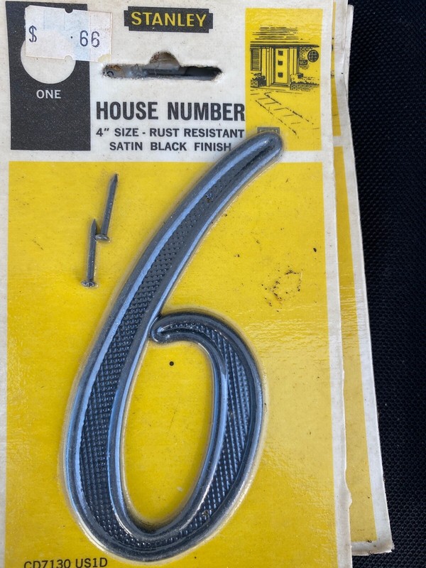 39 - 4" Vintage Stanley Solid House Mailbox Address Number, Satin Black gallery