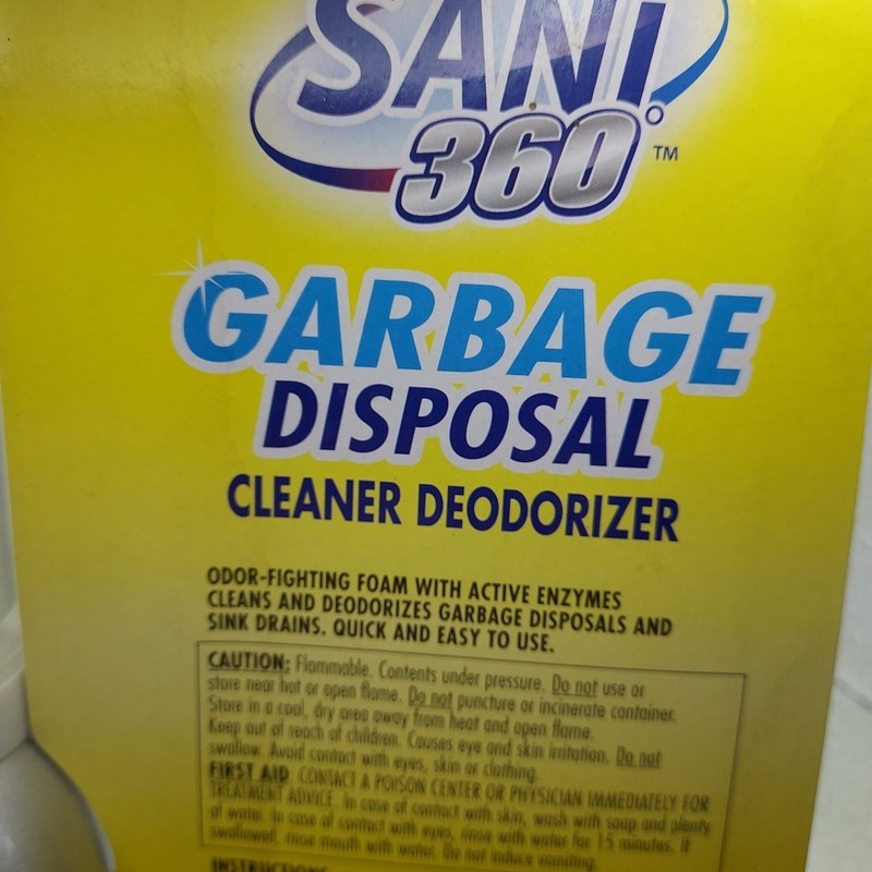 Sani 360° Garbage Disposal Cleaner Deodorizer 10 oz. Lemon Scent Enzyme Foam Act gallery
