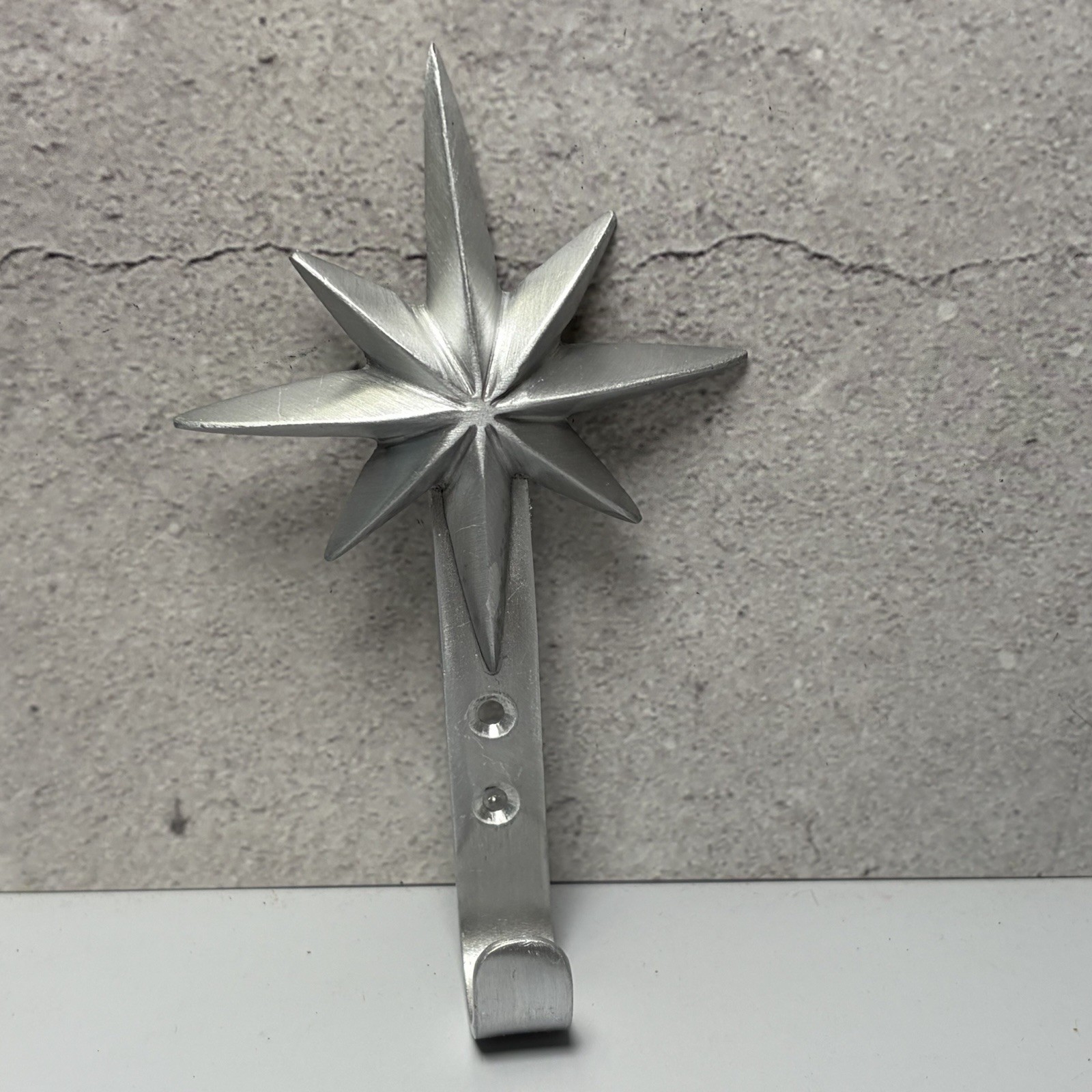 MCM Atomic Star Burst Metal Silver Robe Towel Hook Holder Wall Mount Bathroom 5" gallery