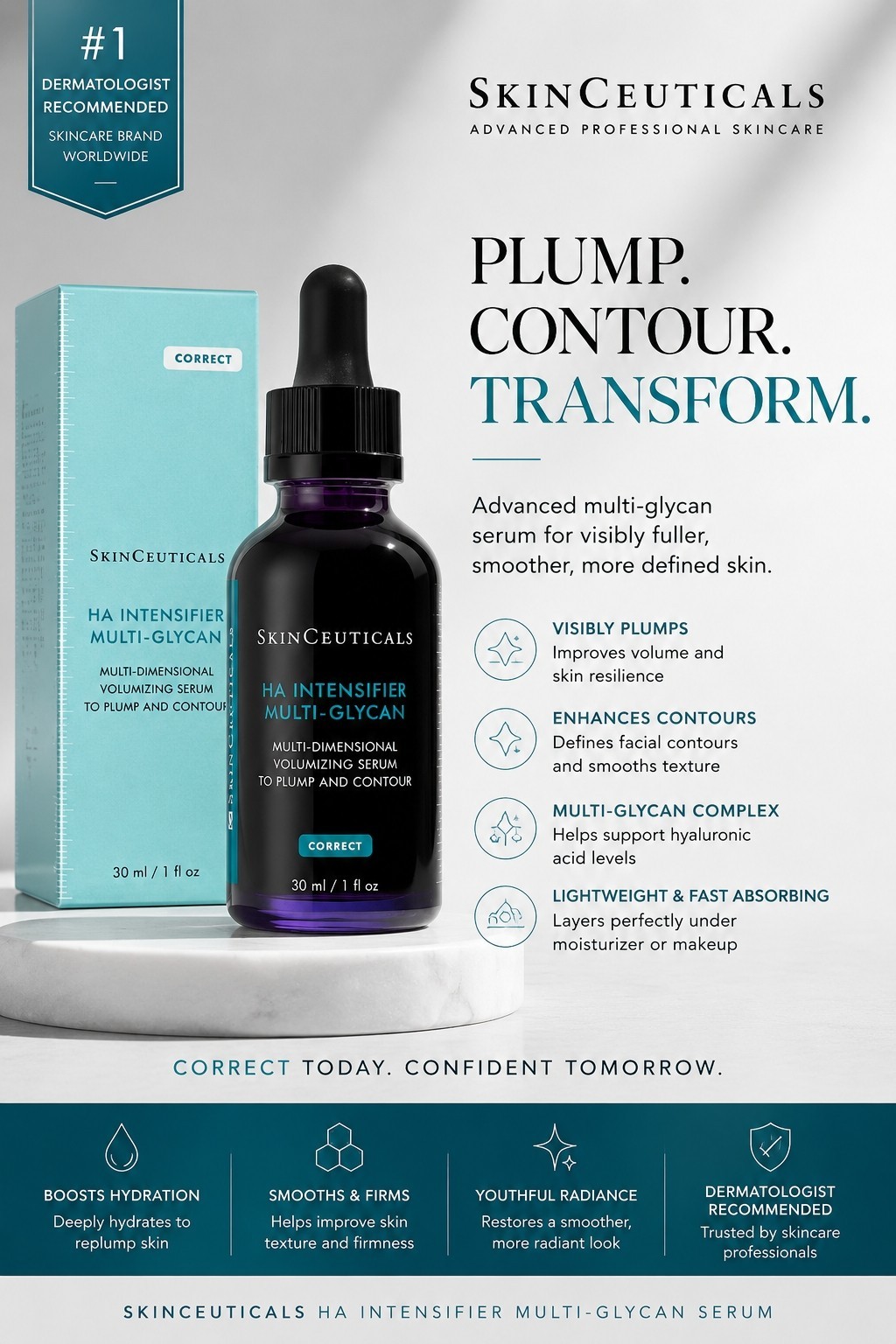 SkinCEUTICALS H.A. Intensifier Multi-GLYCAN Serum 30ml 1oz New Sealed USA gallery