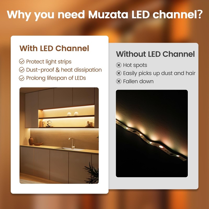 10Pack 6.6FT/2M V Shape LED Channel Silver Aluminum LED Strip Diffuser Channe... gallery