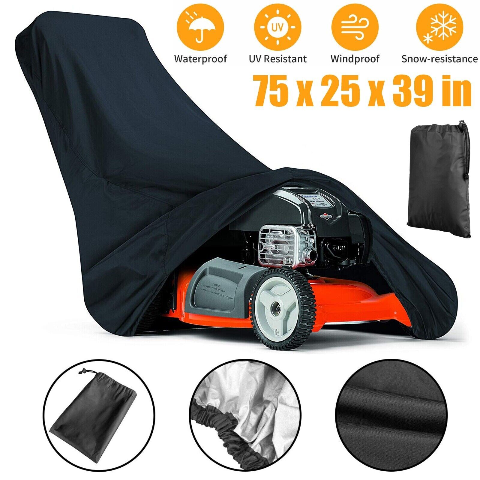 75 Inch Heavy Duty Lawn Push Mower Defender Waterproof UV Protection Mower Cover gallery