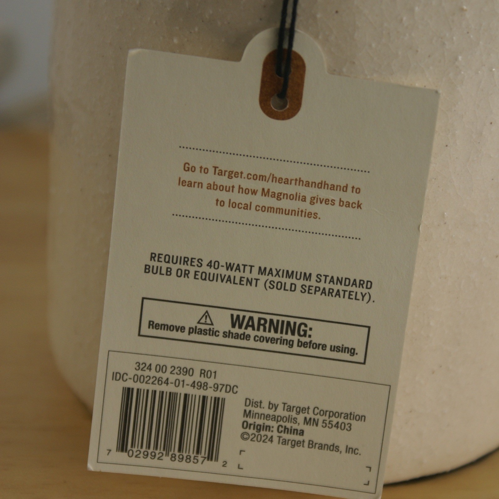 Hearth & Hand with Magnolia Ceramic Table Lamp Pleated Shade Cream 13in NEW gallery