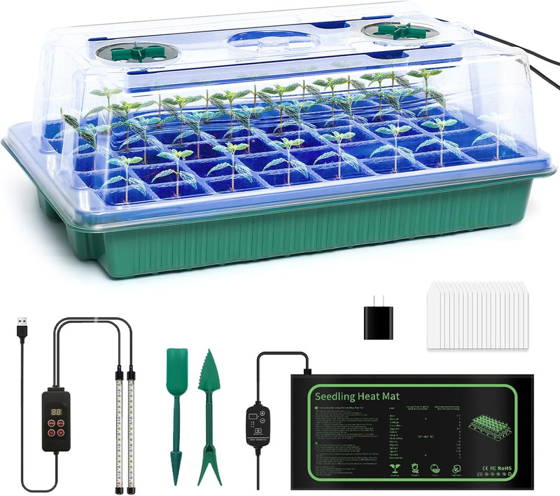40 Cell Seed Starter Kit with Grow Light Heating Mat Indoor Plant Propagation gallery