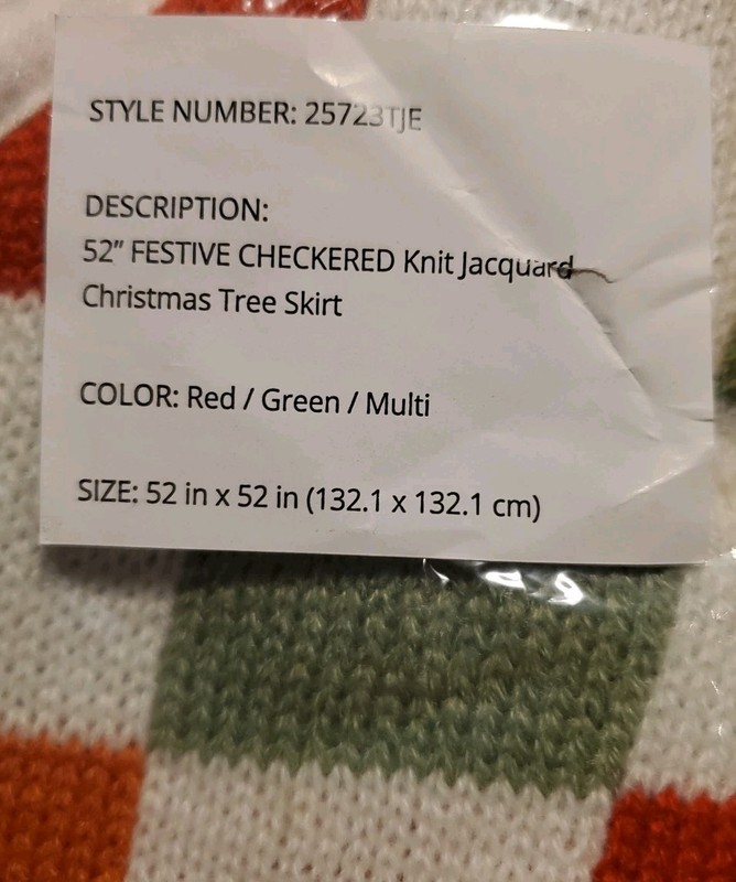 mDesign 52" Festive Checkered Knit Jacquard Christmas Tree 🎄 Skirt, Tie Closure gallery