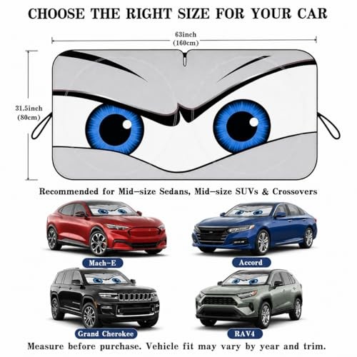 Windshield Sun Shade for SUV, 63 x 31.5 Foldable Front Medium Gray Angry Eyes gallery