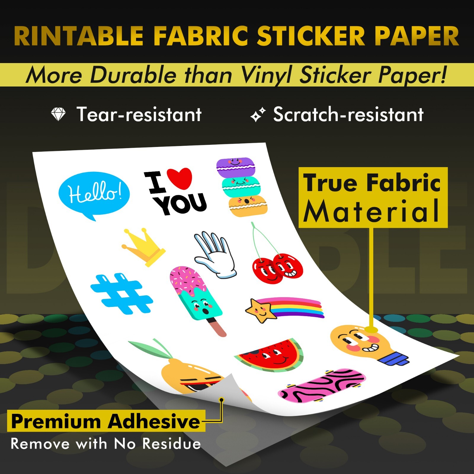 Lot A-SUB Printable Fabric Sticker Paper for Inkjet Waterproof Tearproof Durable gallery