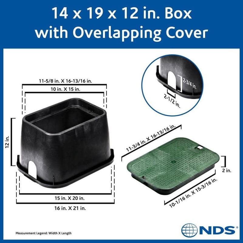 14 in. X 19 in. Rectangular Valve Box and Cover, Black Box, Green ICV Coverr gallery