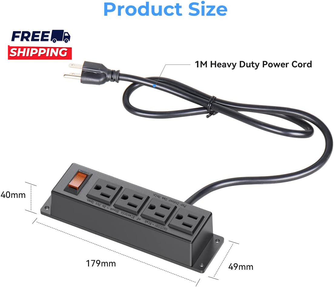 Wall Mount Power Outlet Strip 4 Outlet Mountable Power Strip with Switch gallery