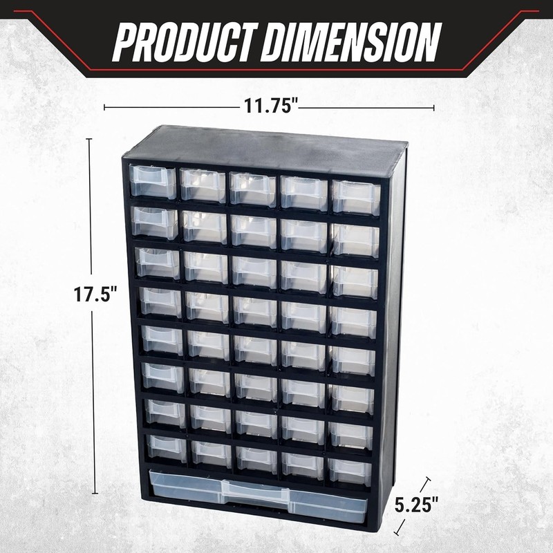 Storage Bin W/ Drawers 41-Drawer Plastic Tool Organizer Hardware/Craft Cabinet gallery