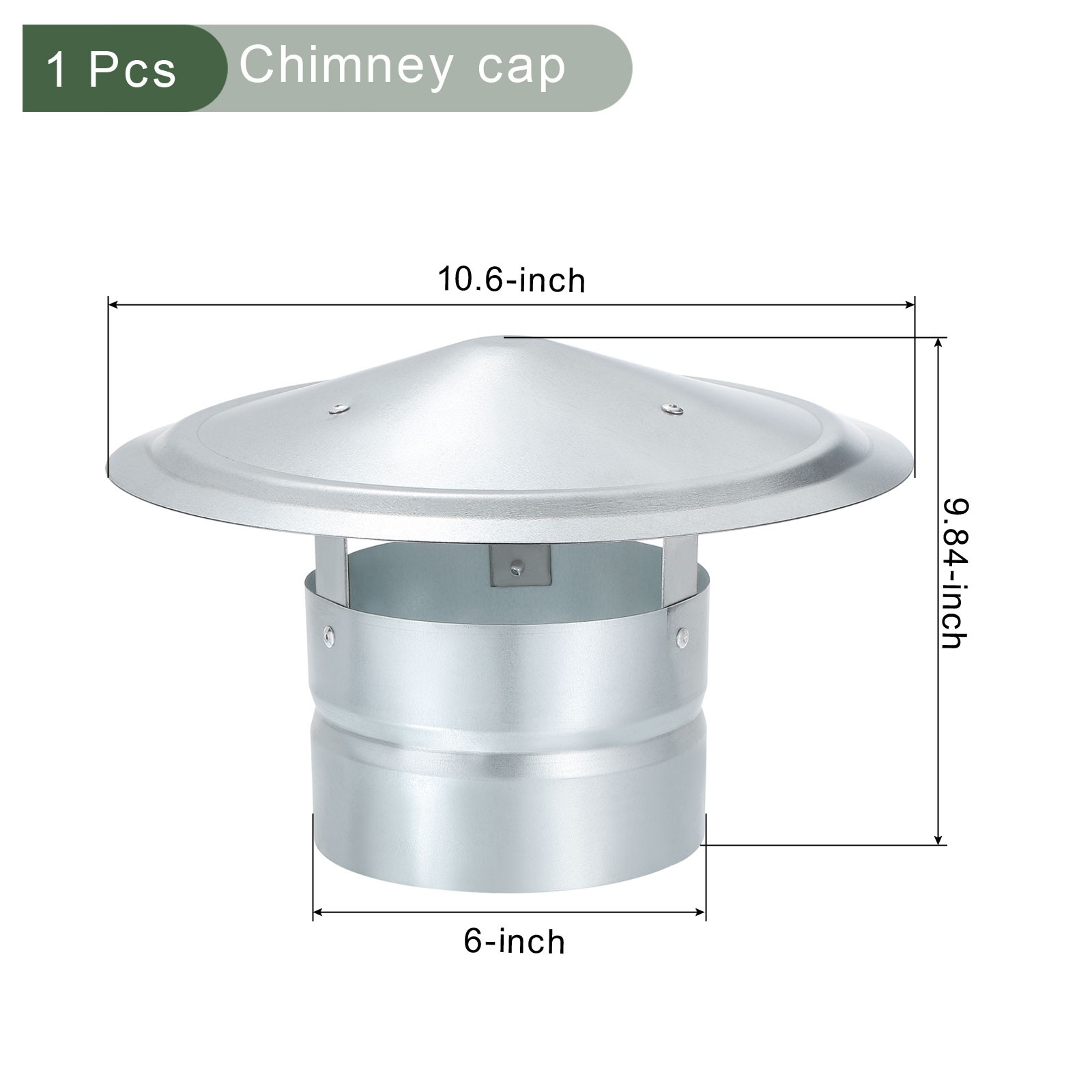 1 Pcs 6-Inch Round Chimney Cap, Galvanized Iron Cone Top Chimney Cap (L 9.84In) gallery