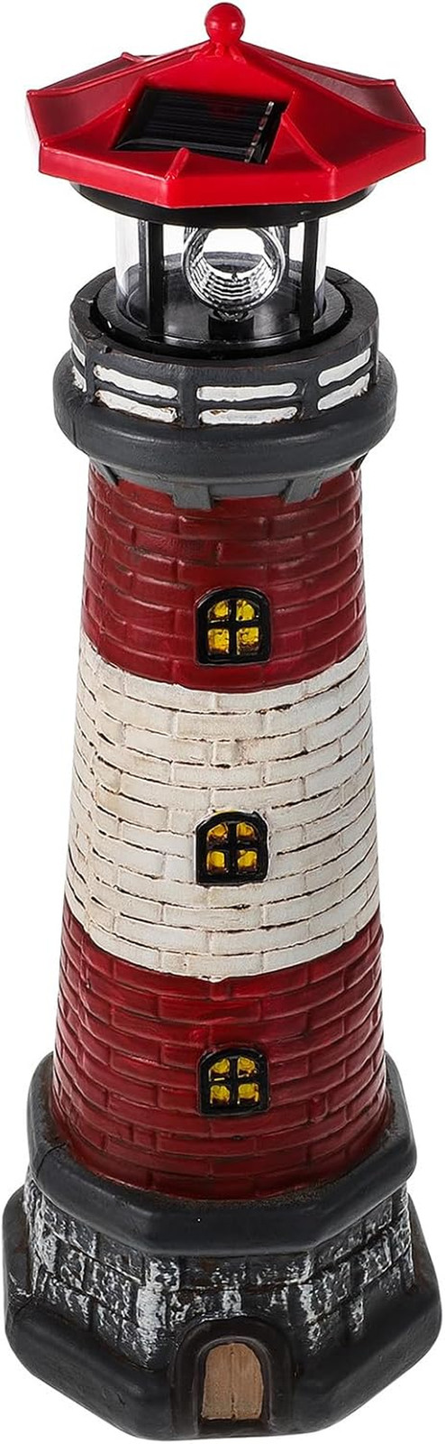 Solar Lighthouse Statue Outdoor Garden Decor, Resin Waterproof Lawn Ornament wit gallery