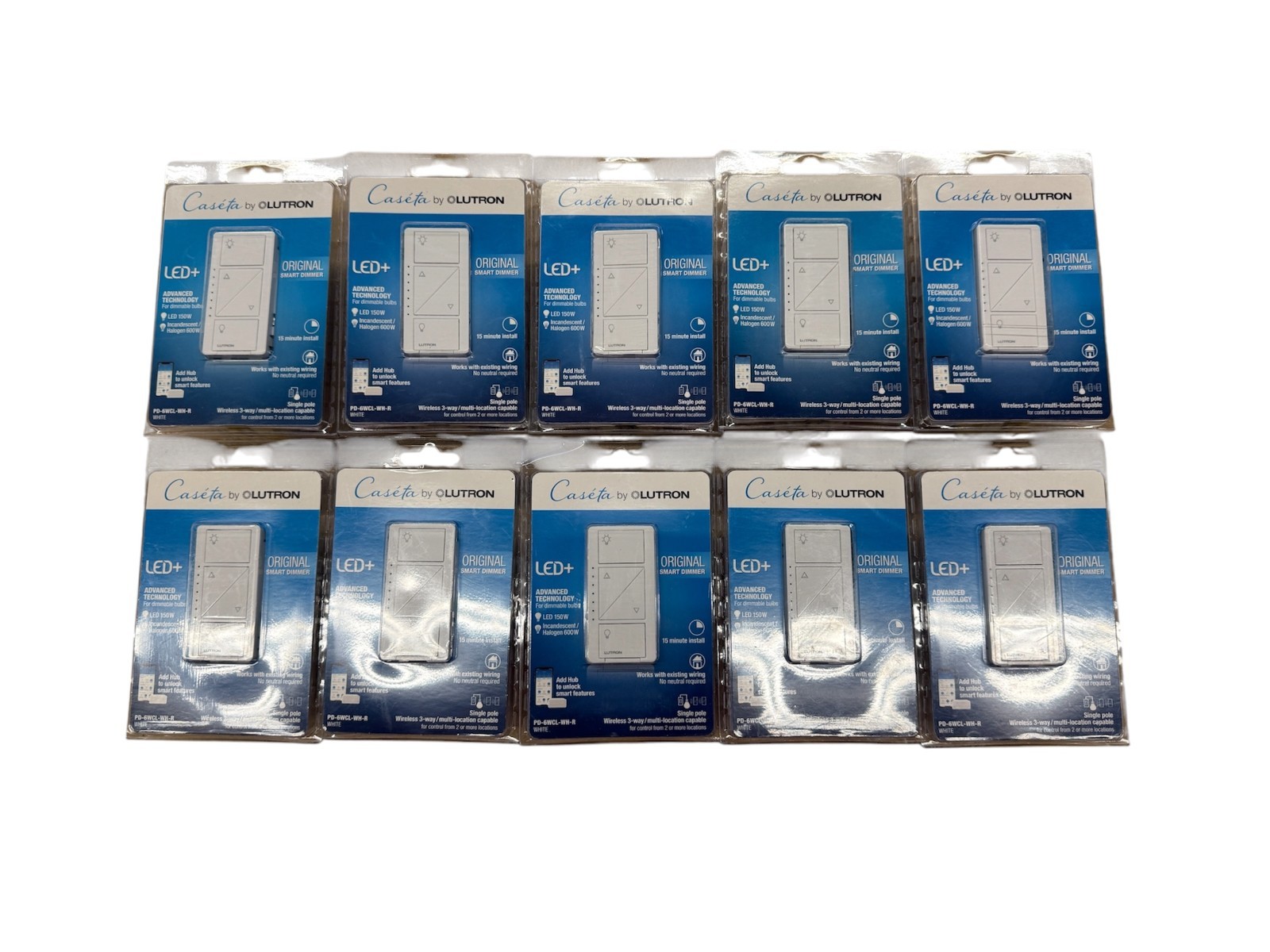 10 PCS Lutron Caseta Wireless Smart Dimmer Switch PD-6WCL-WH-R White 150W gallery