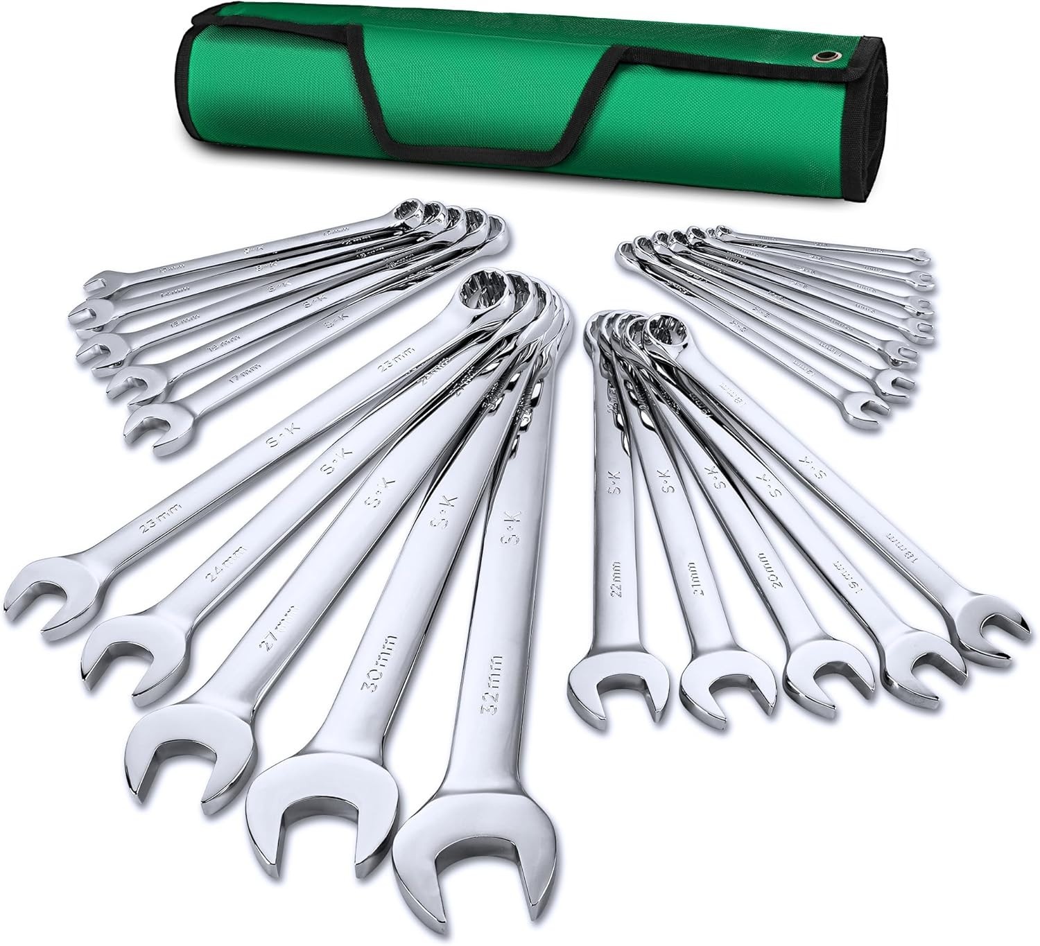 Combination Wrench Set, Metric 6 to 32mm, 22-Piece, SuperKrome Finish, Premium gallery