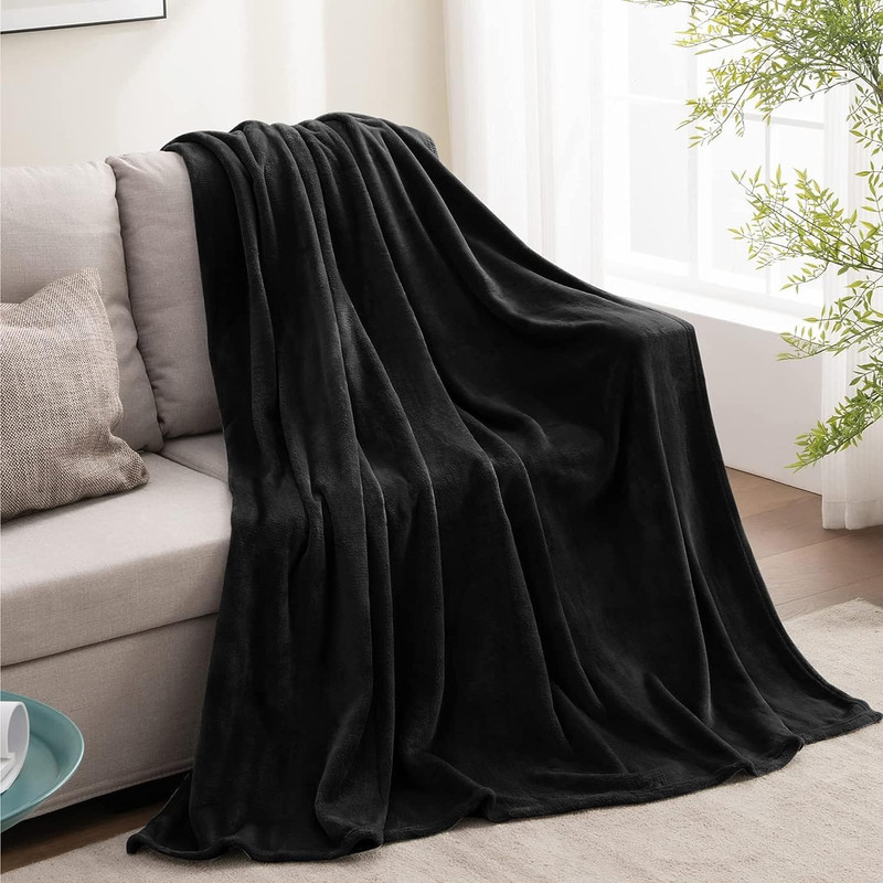 Fleece Blanket Black Throw Blankets for Couch & Bed, Luxury Plush Cozy Fuzzy Bla gallery
