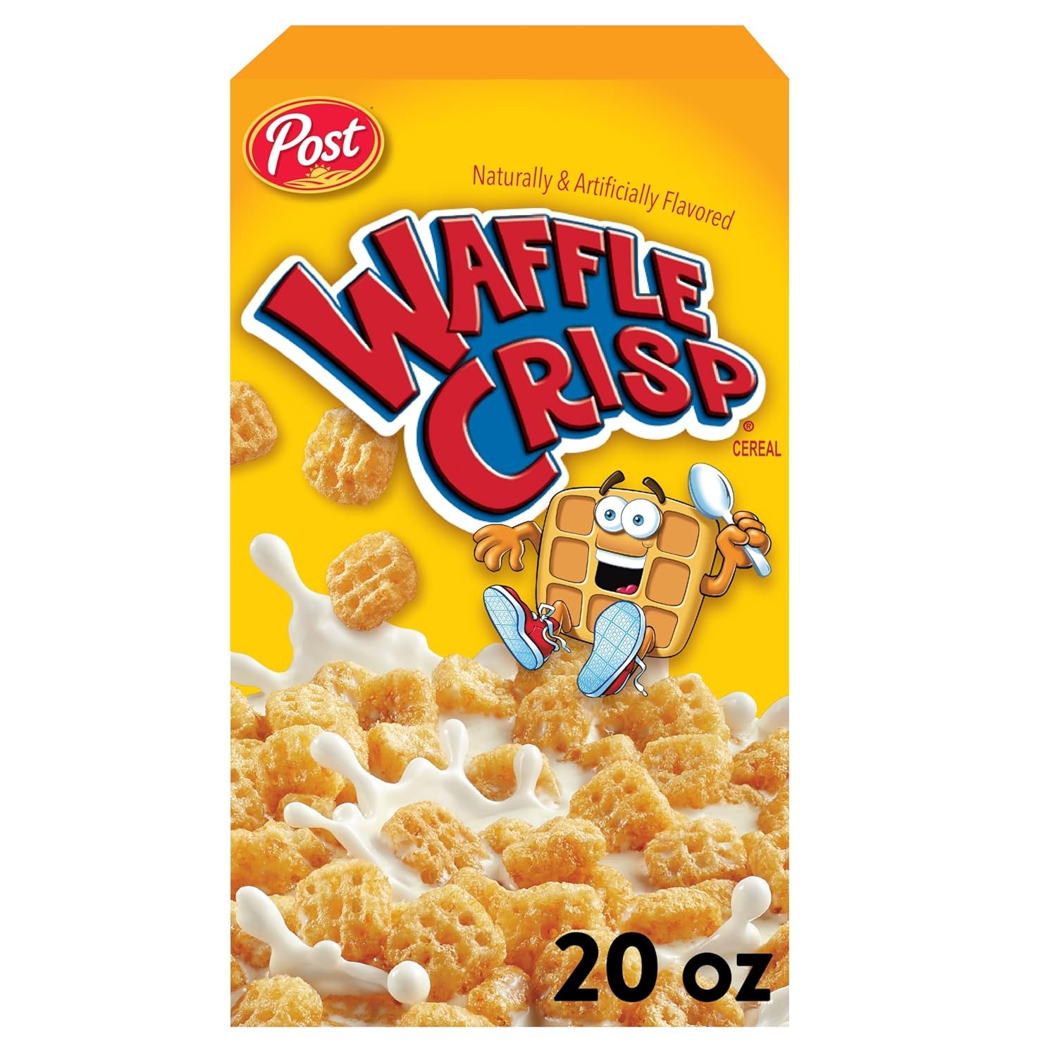 Waffle Crisp Breakfast Cereal, Sweetened Waffle Shaped Cereal, 20 OZ Box gallery