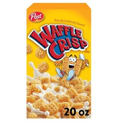 Waffle Crisp Breakfast Cereal, Sweetened Waffle Shaped Cereal, 20 OZ Box