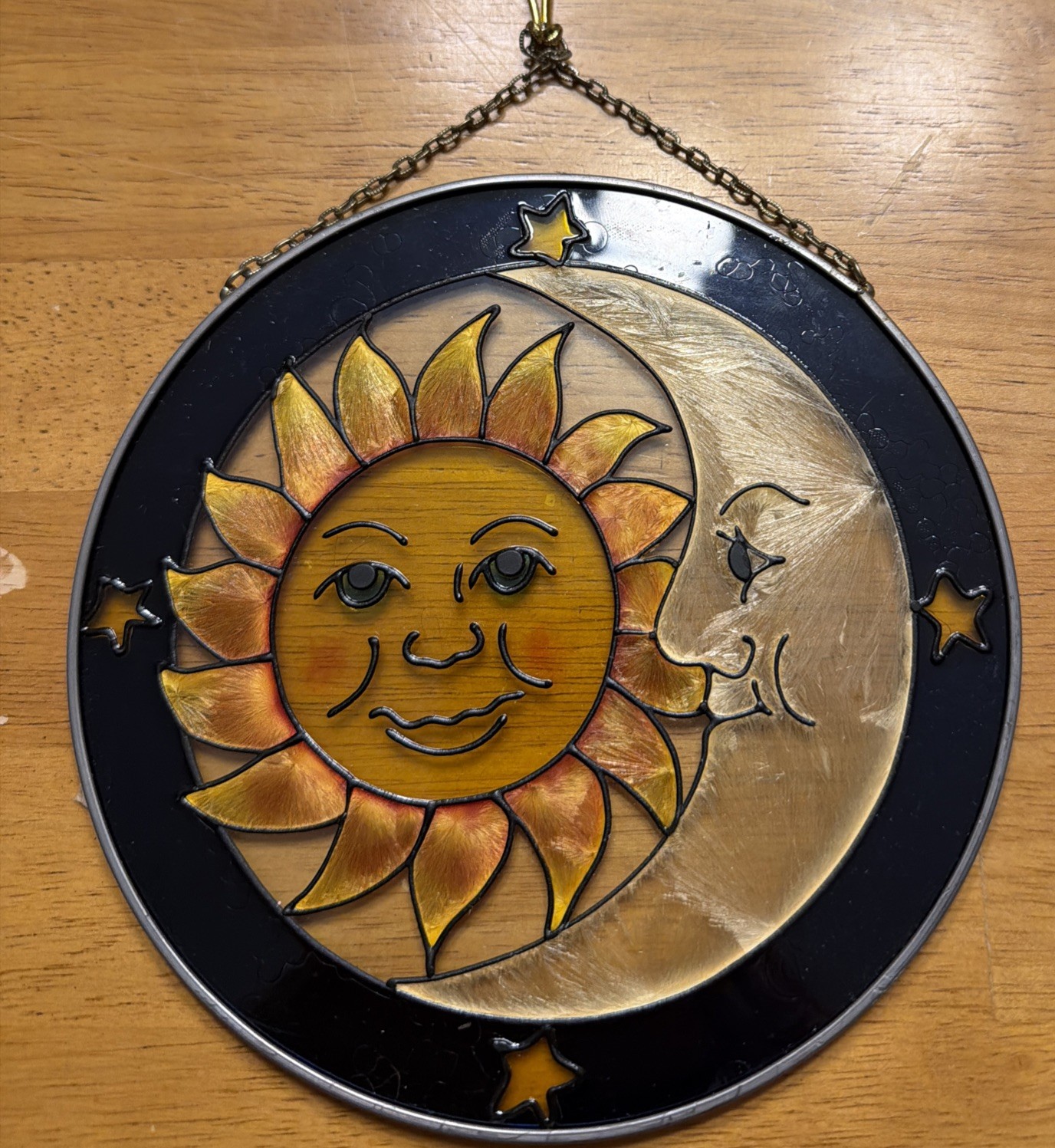 Sun and Moon Stained Glass Suncatcher: Handmade Window Hanging gallery