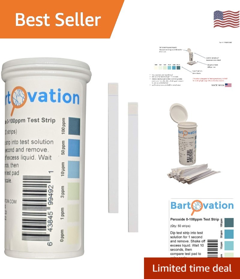 Hydrogen Peroxide H2O2 0-100 ppm Strip Kit, Low Level [Vial of 100 Strips] gallery