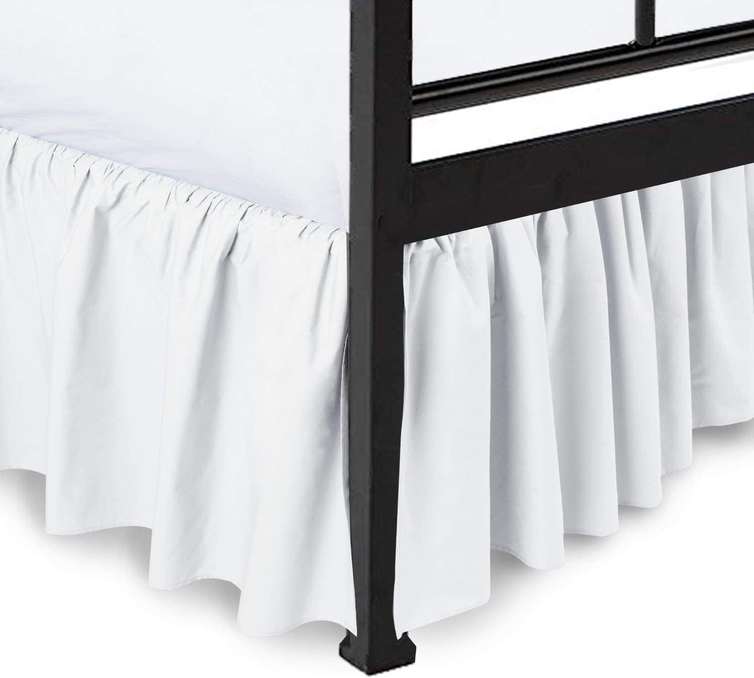 Queen Ruffled Bed Skirt, 18" Drop, White Microfiber, Hotel Quality, WrinkleFree gallery