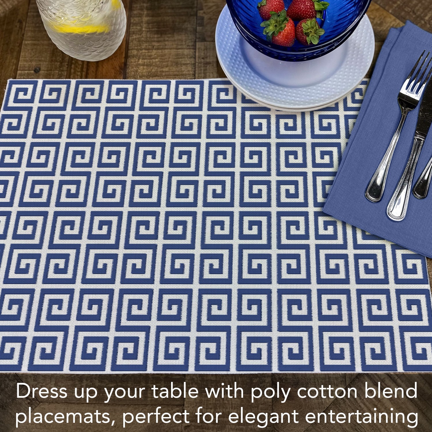 Greek Key 4-Pack Poly-Cotton Blend Placemats Manufactured in The USA gallery
