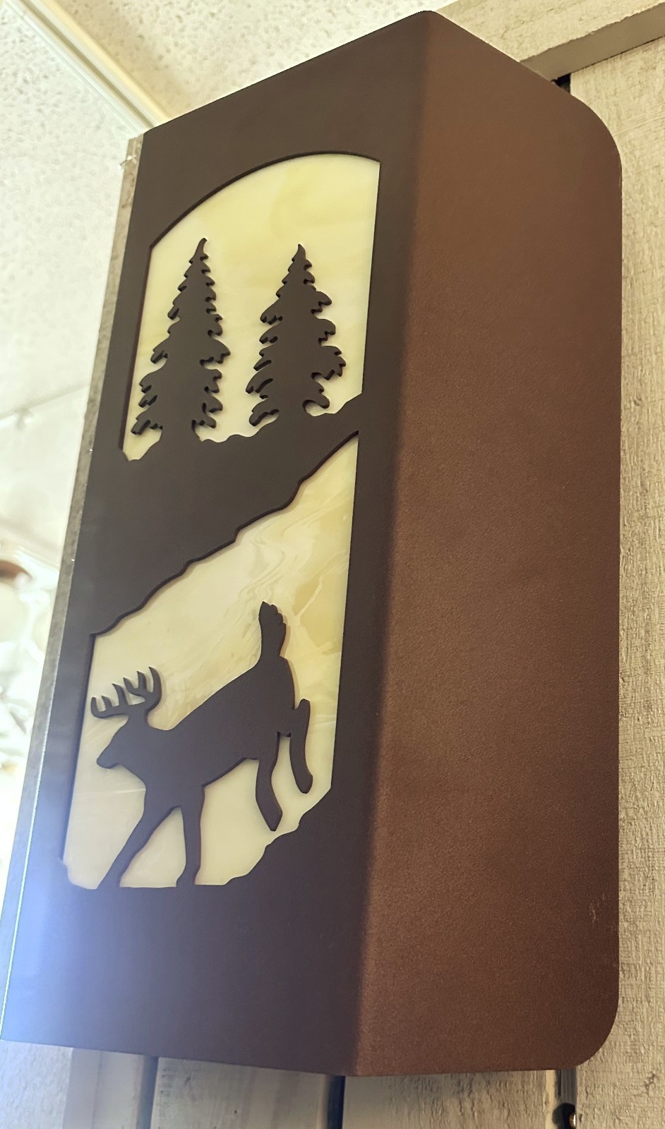 Vision Metalworks 102W Deer & Trees Wall Sconce Rust Brown Made In USA gallery