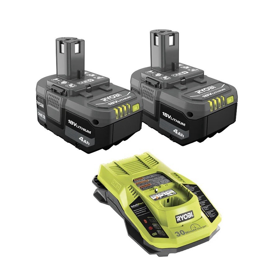 RYOBI 18V Batteries (2) 4Ah & Fast Charger NEW (2) 18V Batteries & Charger Pack gallery