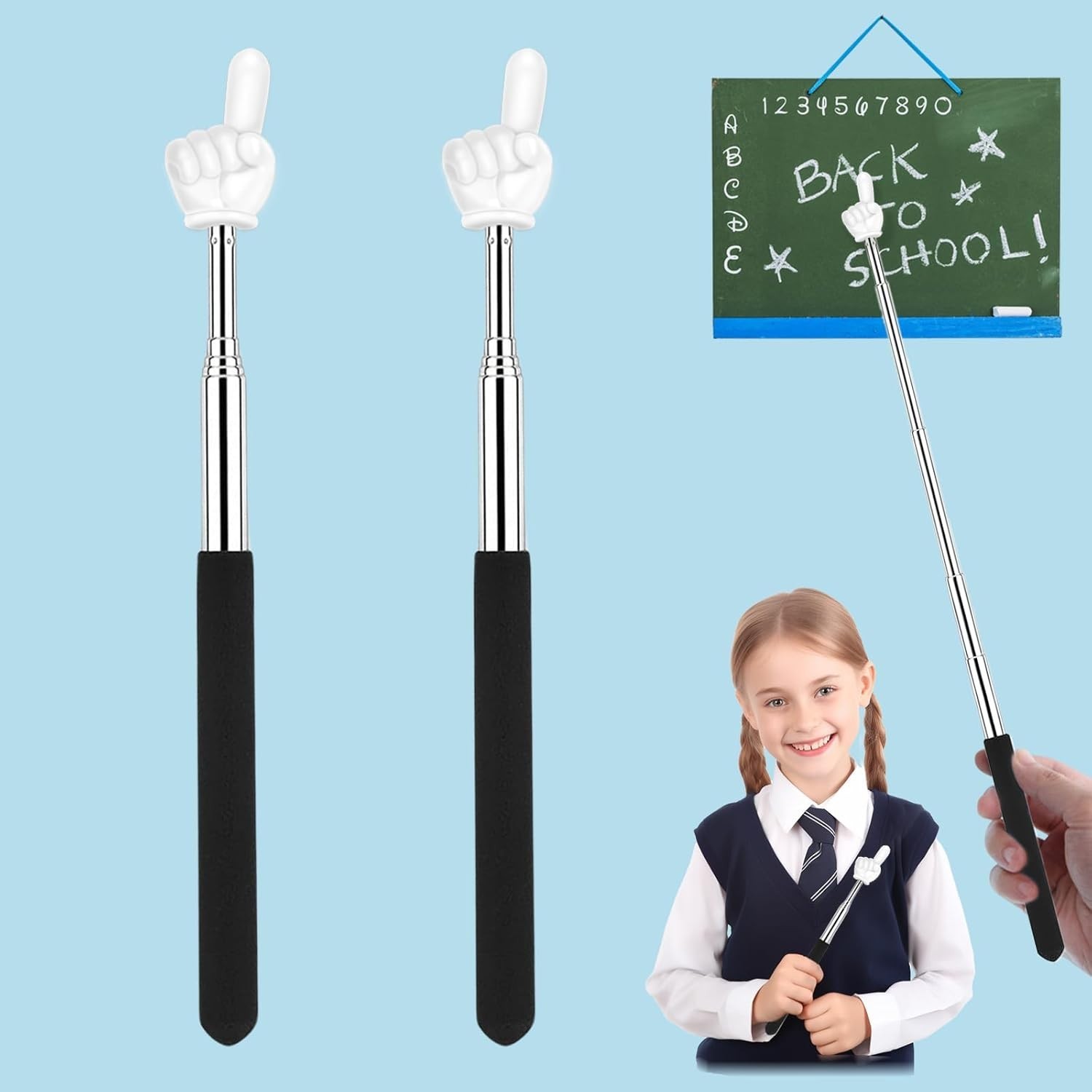 Retractable Teacher Pointer for Classroom Kids Reading, Dumero Extendable Finger gallery