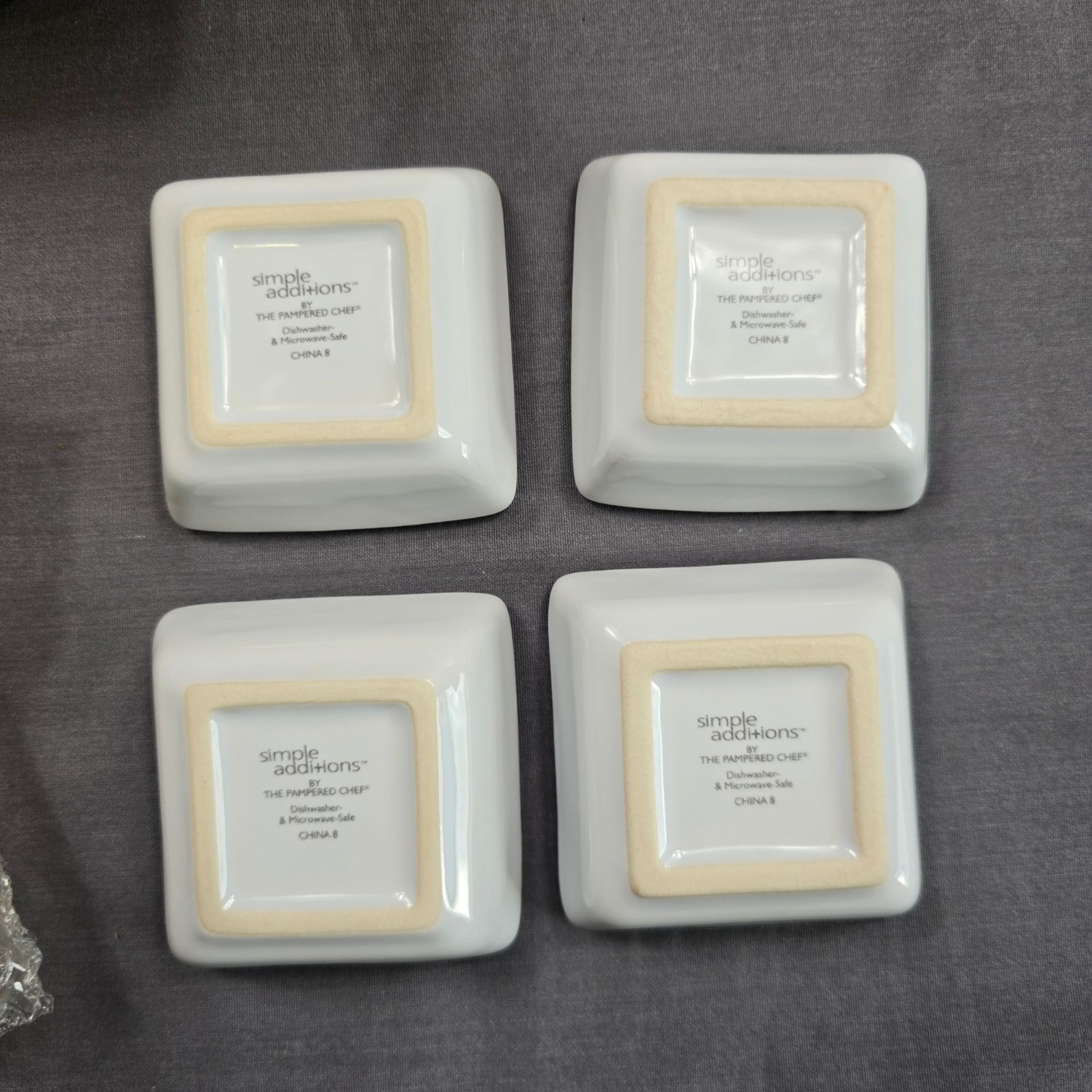 NEW The Pampered Chef Simple Additions Petite Squares White Set Of 4 #1990 gallery