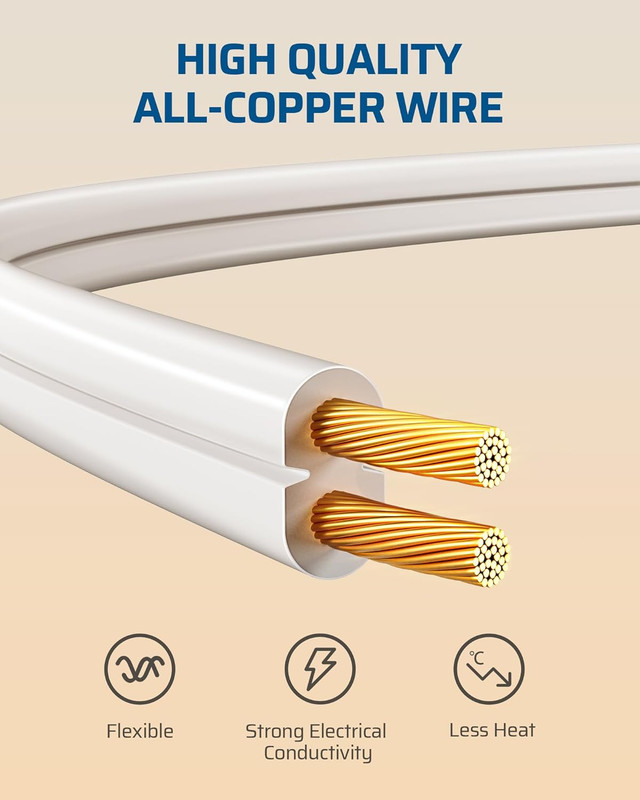 DEWENWILS 10FT Extension Cord, 2 Prong Extension Cord 3 Outlet 13A/125V/1625W gallery