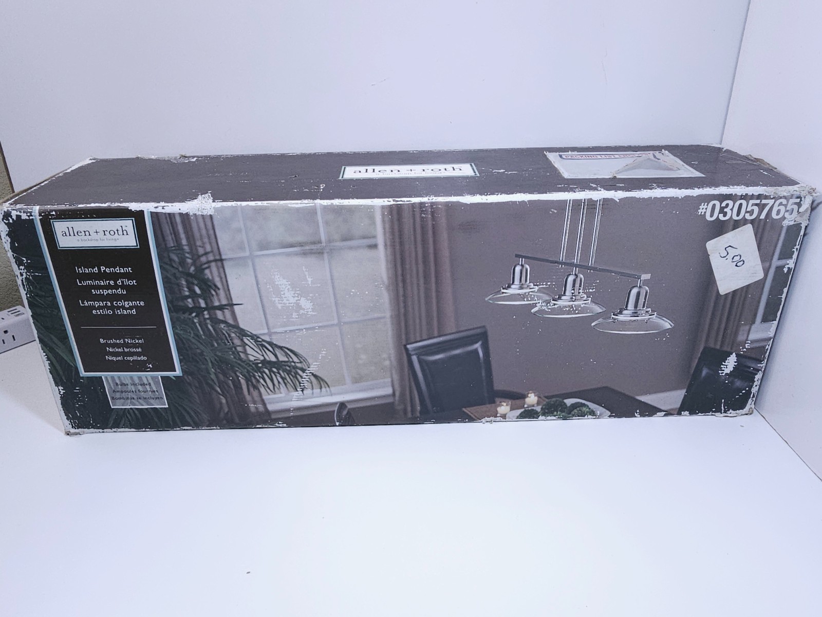 Allen Roth Island Pendant Light Brushed Nickel 3-Light Model 34391 New OB gallery